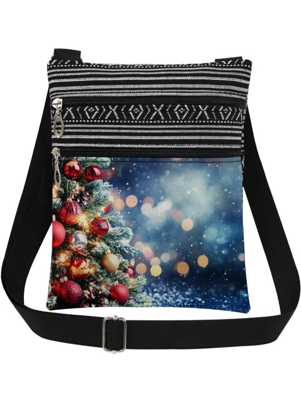 Unisex Blue Black Printed Adjustable Strap Shoulder Purse Crossbody Gift Bag